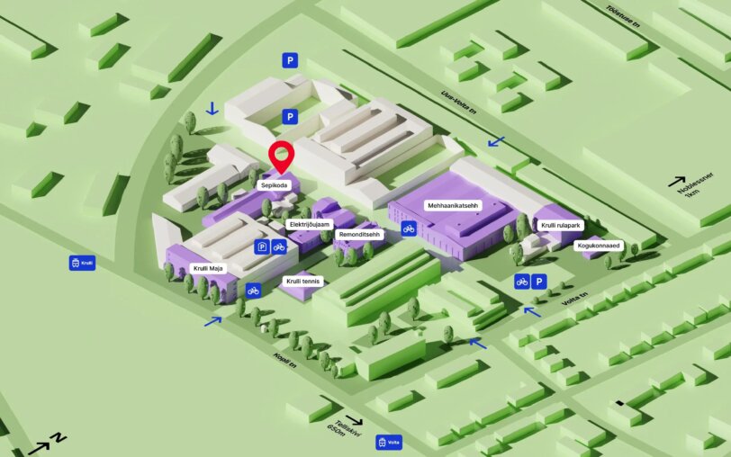Azovstali kaitsjate näituse asukohakaart Krulli kvartalis