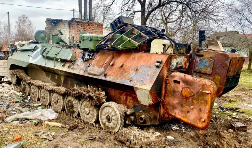 Purustatud Vene soomuk Ukrainas